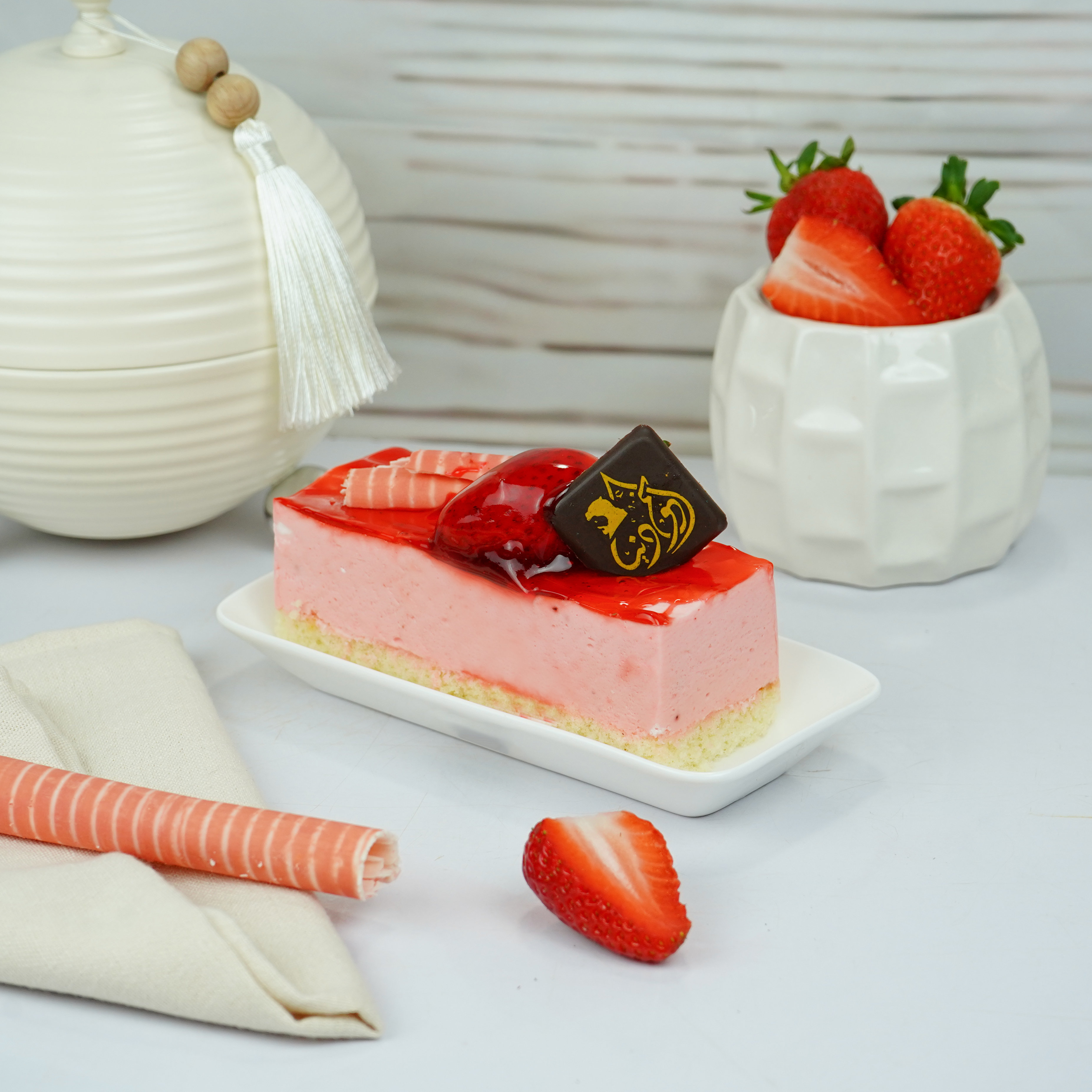 Strawberry Mousse Cake Pieces